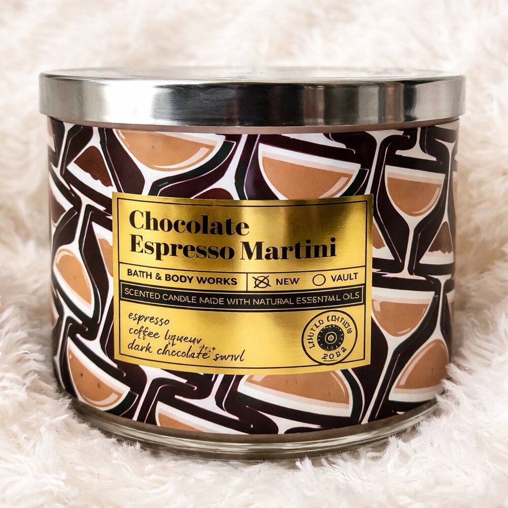 Bath & Body Works Chocolate Espresso Martini 3-Wick Candle 14.5 oz NEW